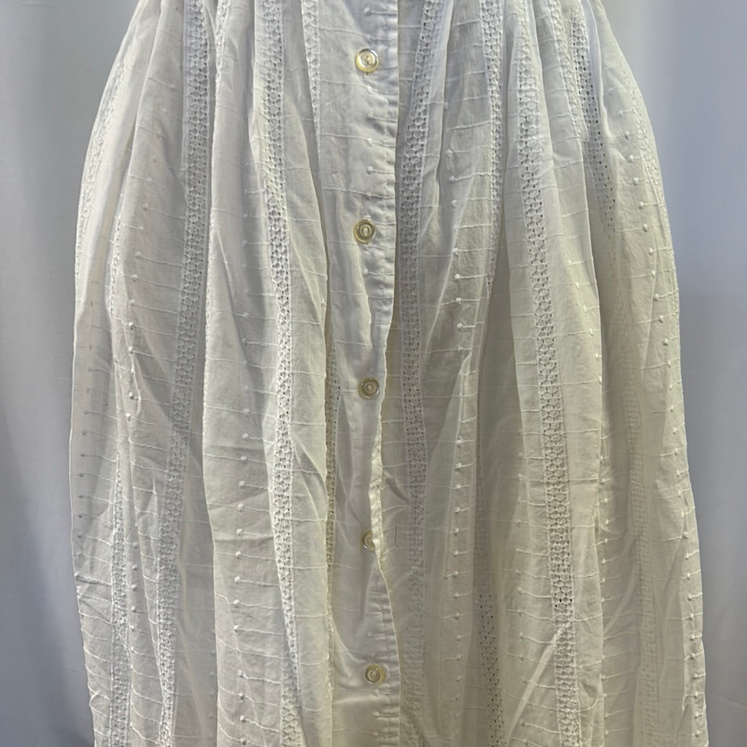 70s White Embroidered Skirt