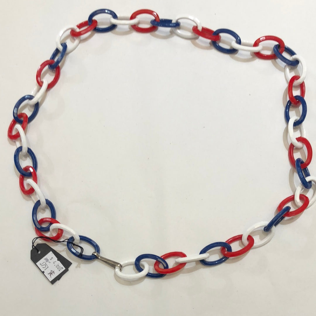 Red white and blue chain necklace/belt