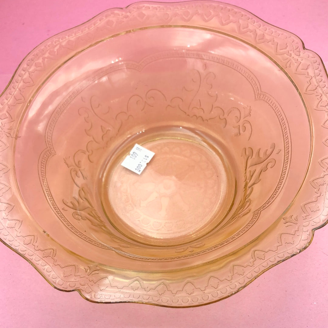 Round Amber Depression Glass Bowl