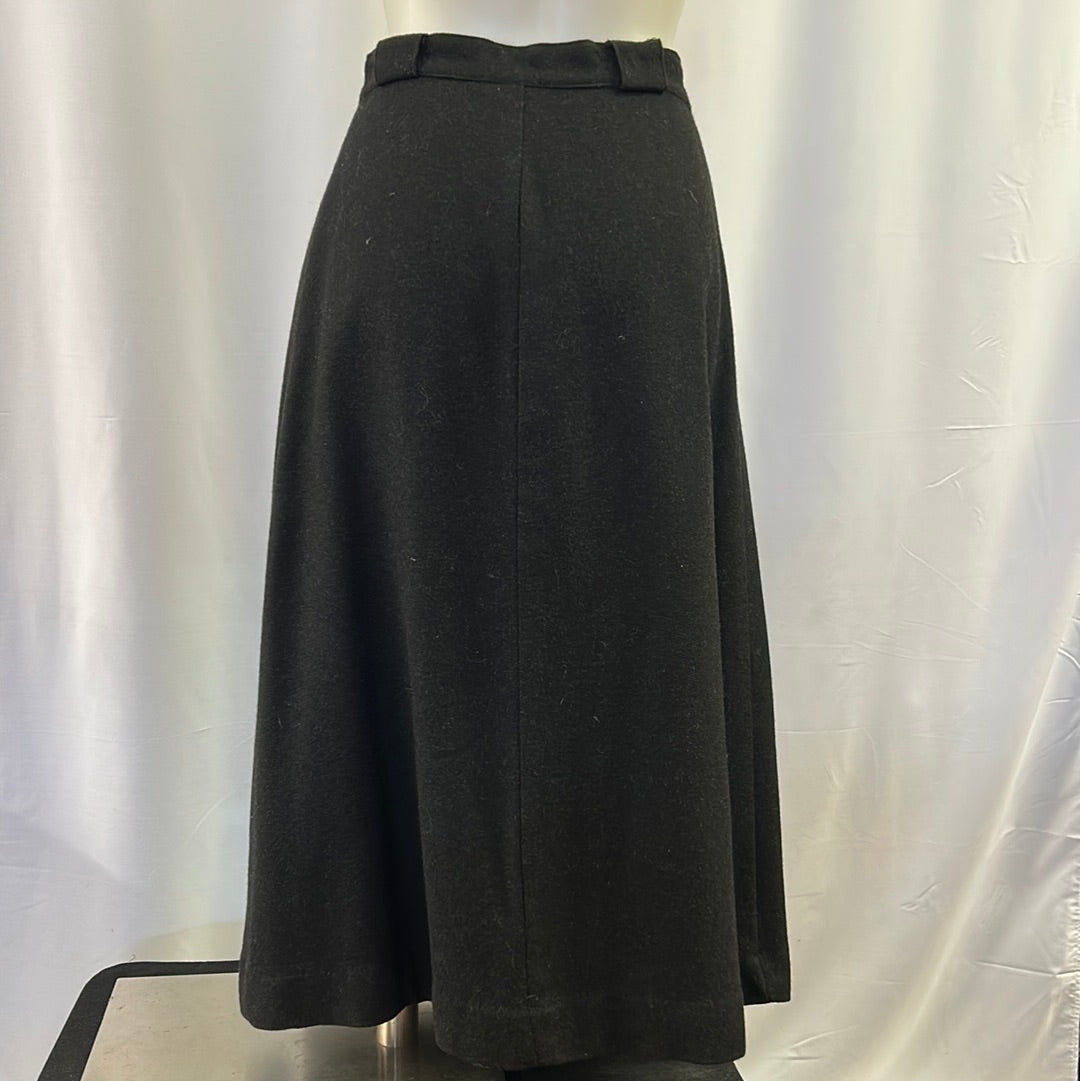 Women’s Long Black Wool Flare Skirt