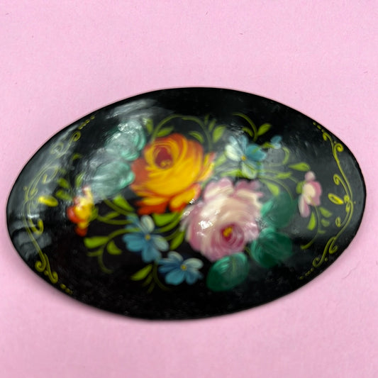 Russian hand painted brooch