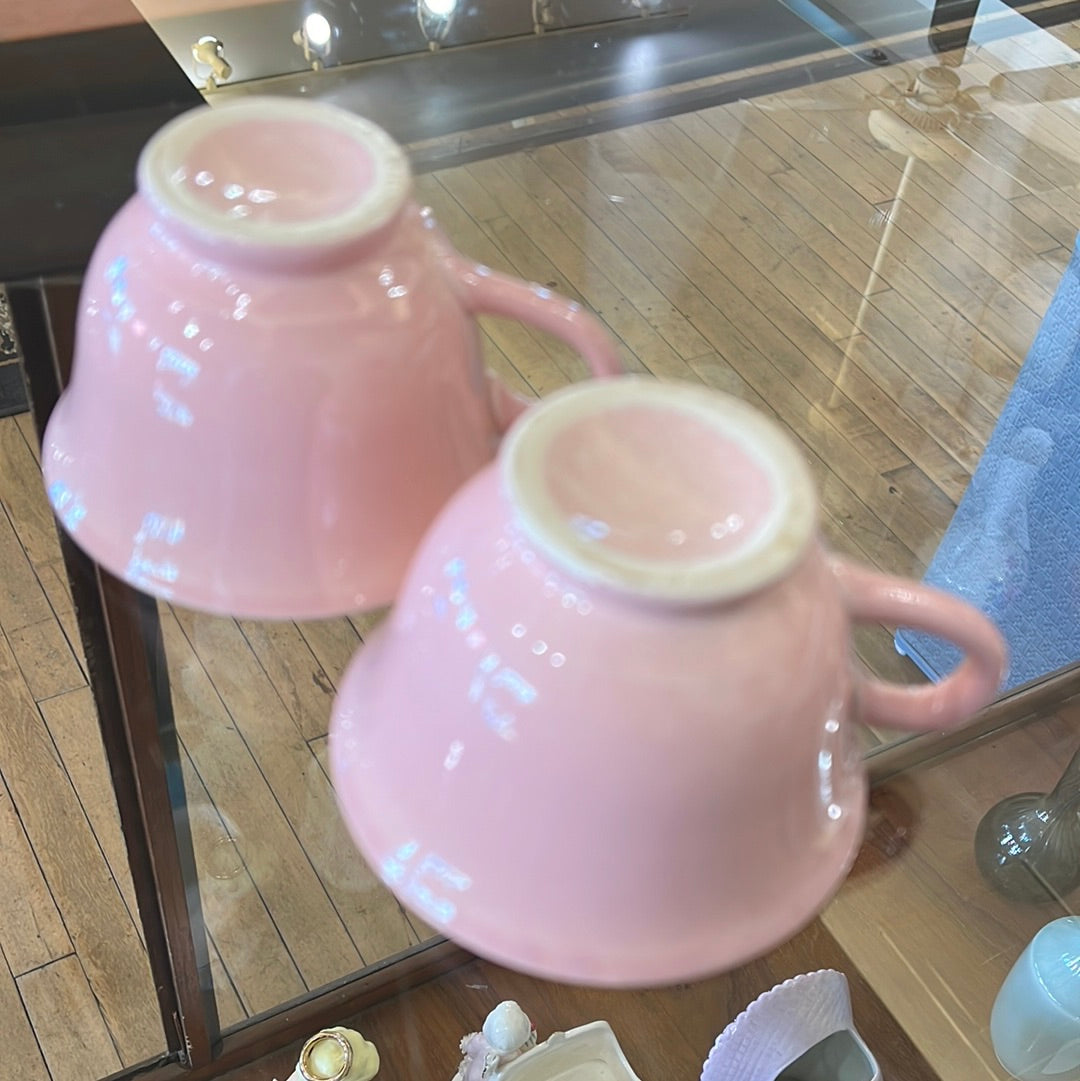 Pink pastel Sugar, Creamer, Bowl and 2 Teacups