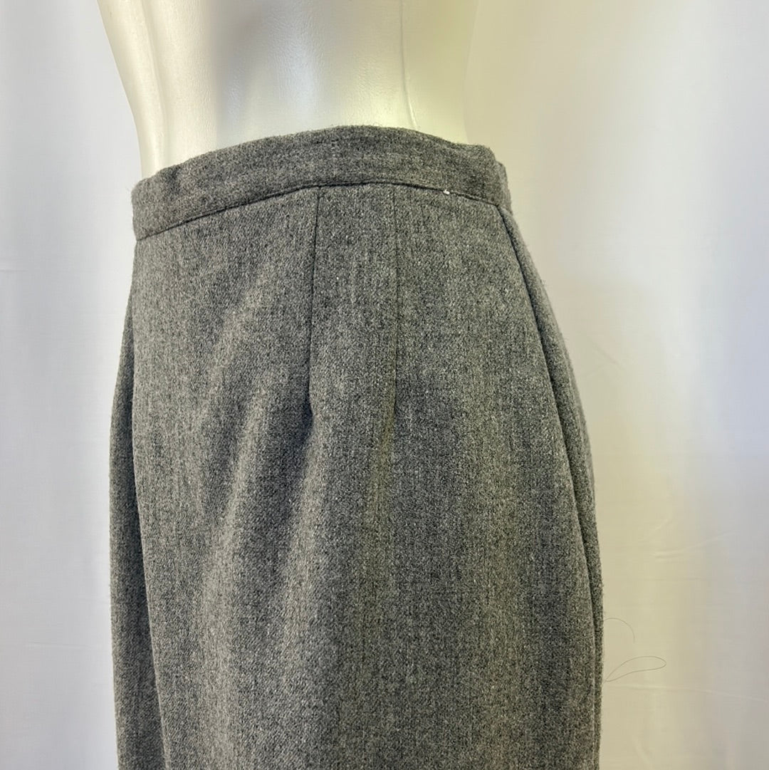 Grey Straight Wool Skirt