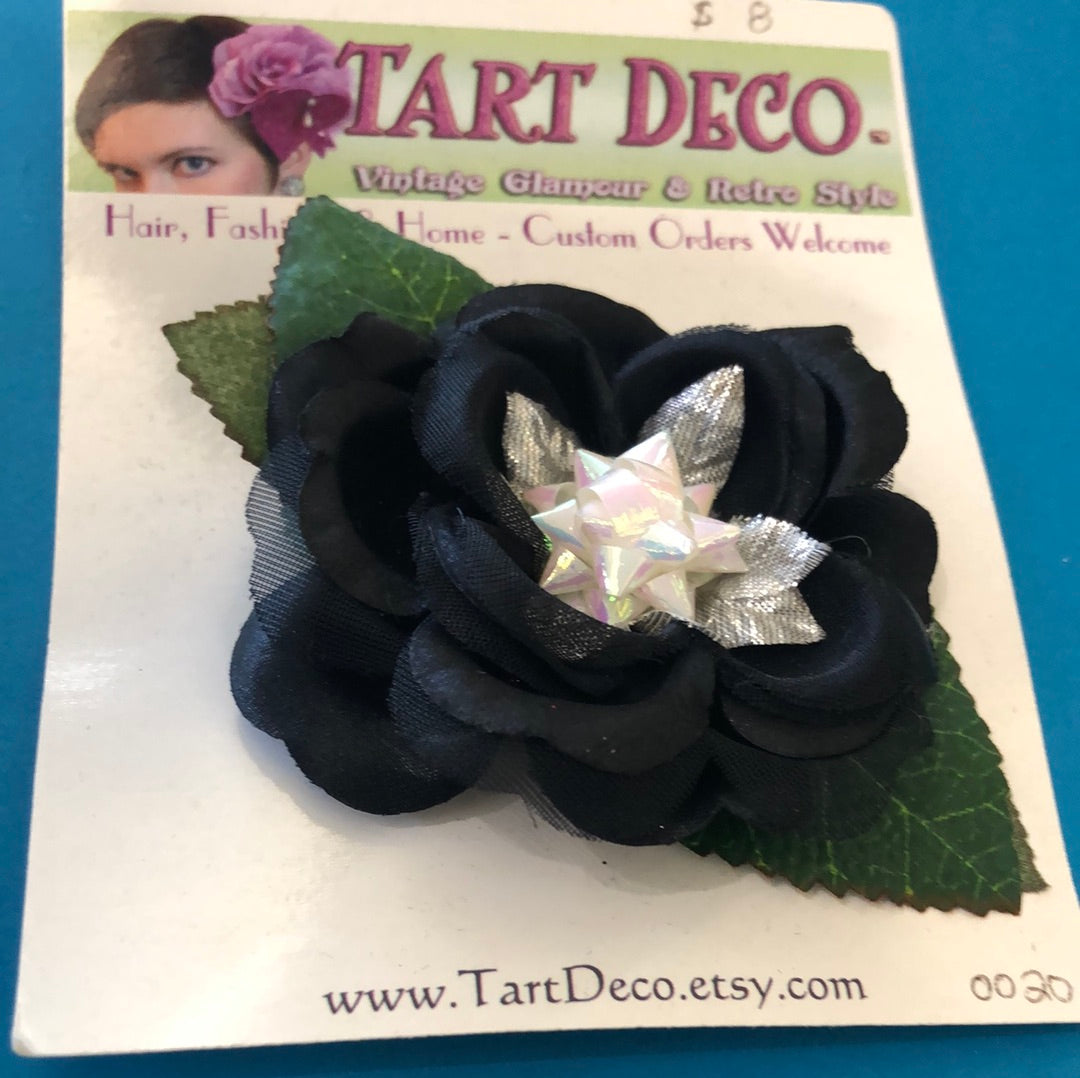 Tart Deco black hair flower