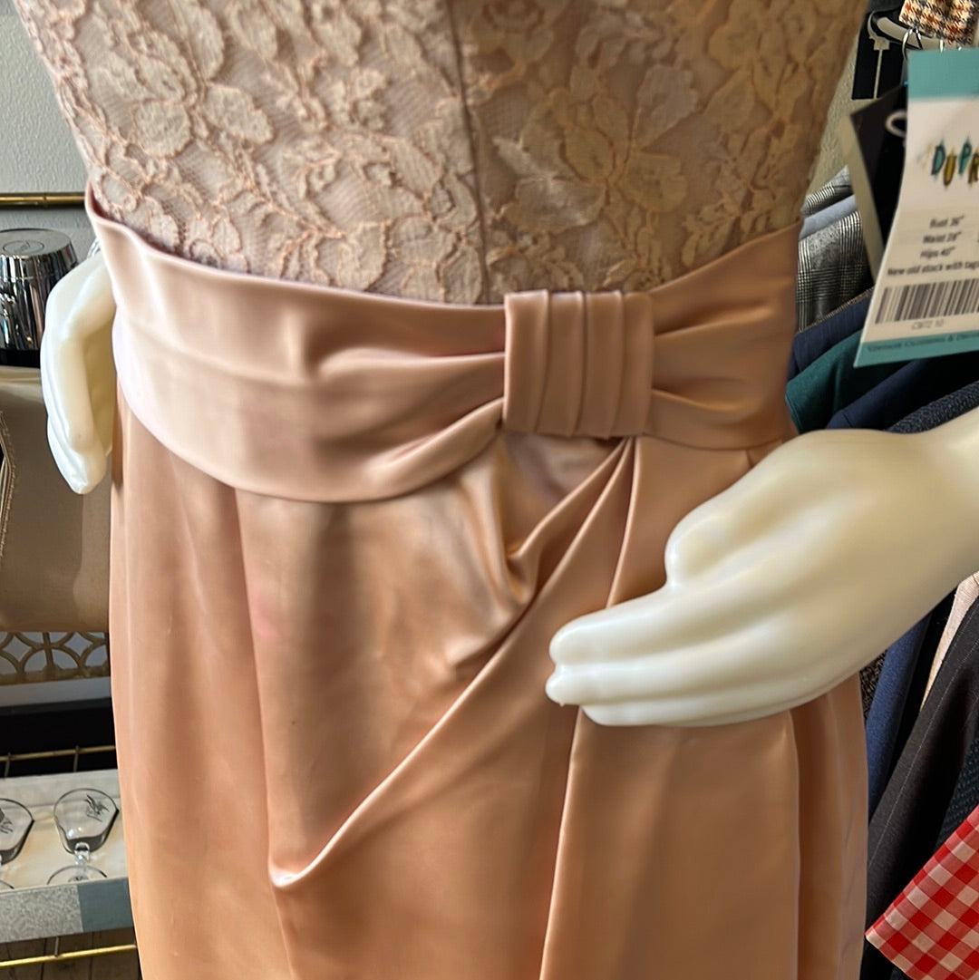 60s Light Peach Lace Party Dress