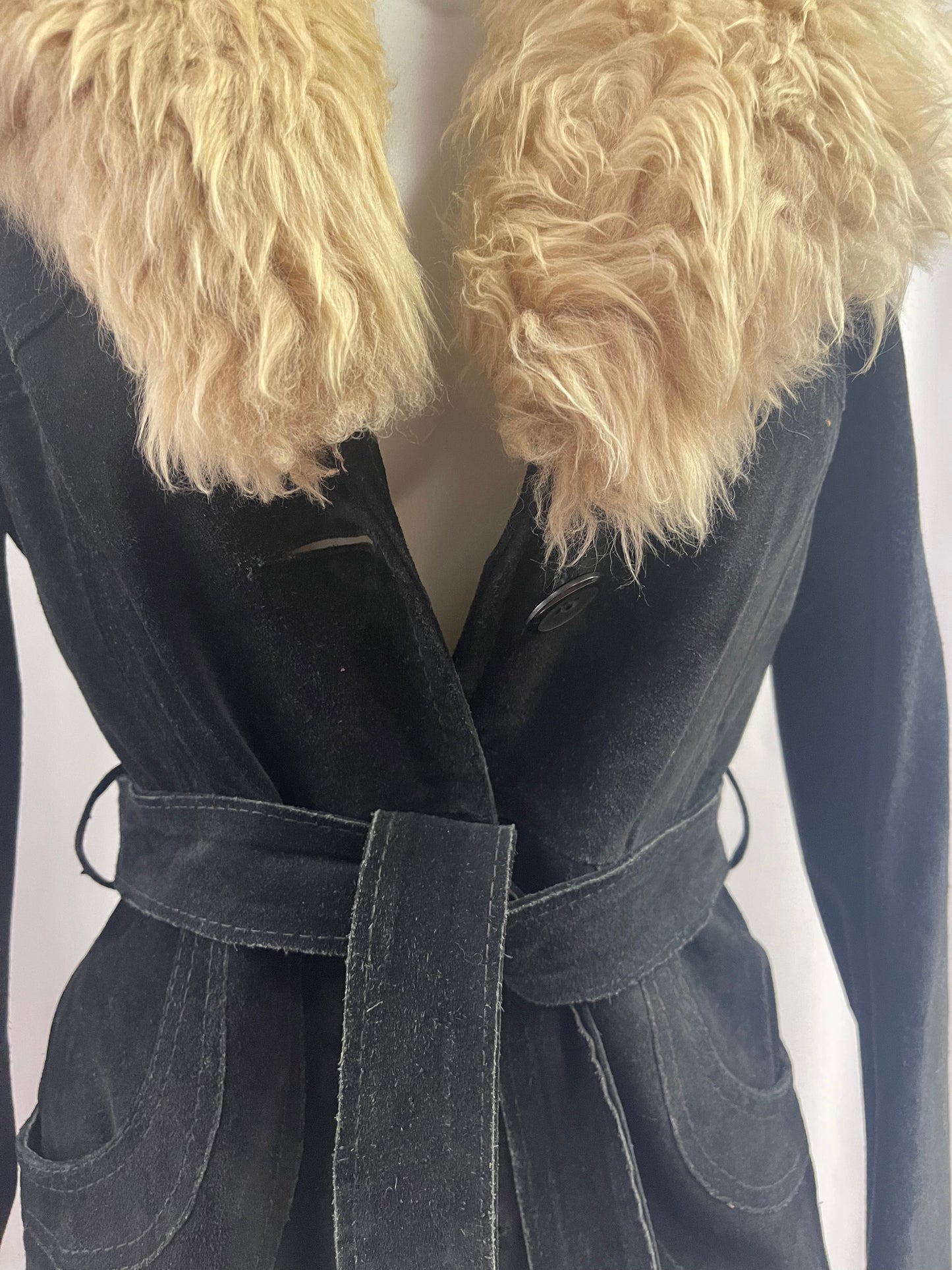 70s Suede Jacket with Faux Fur Collar