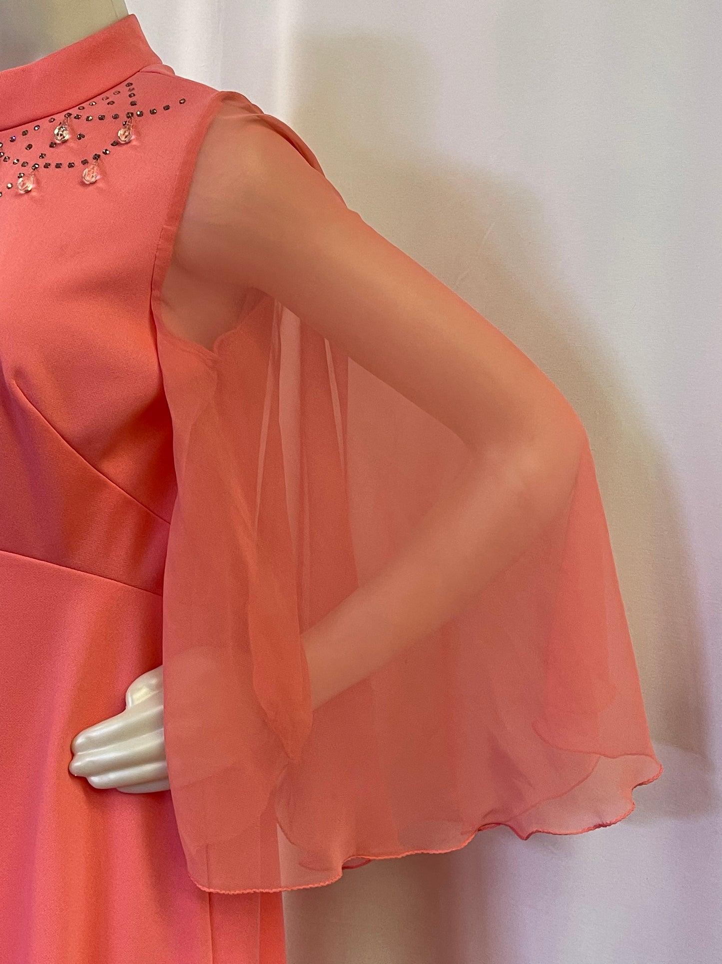 Pink Maxi Gown With Chiffon Sleeves