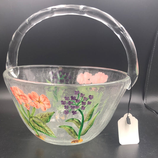 Glass Bucket with Hand Painted Floral design