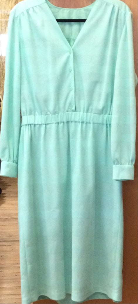 70s Mint green Knit Button Up Dress