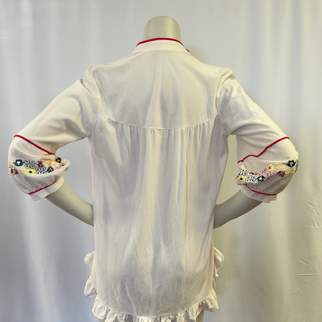 70s Embroidered Mid Sleeve Blouse