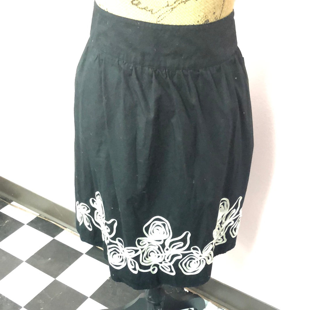 Black Skirt with White Scroll Design