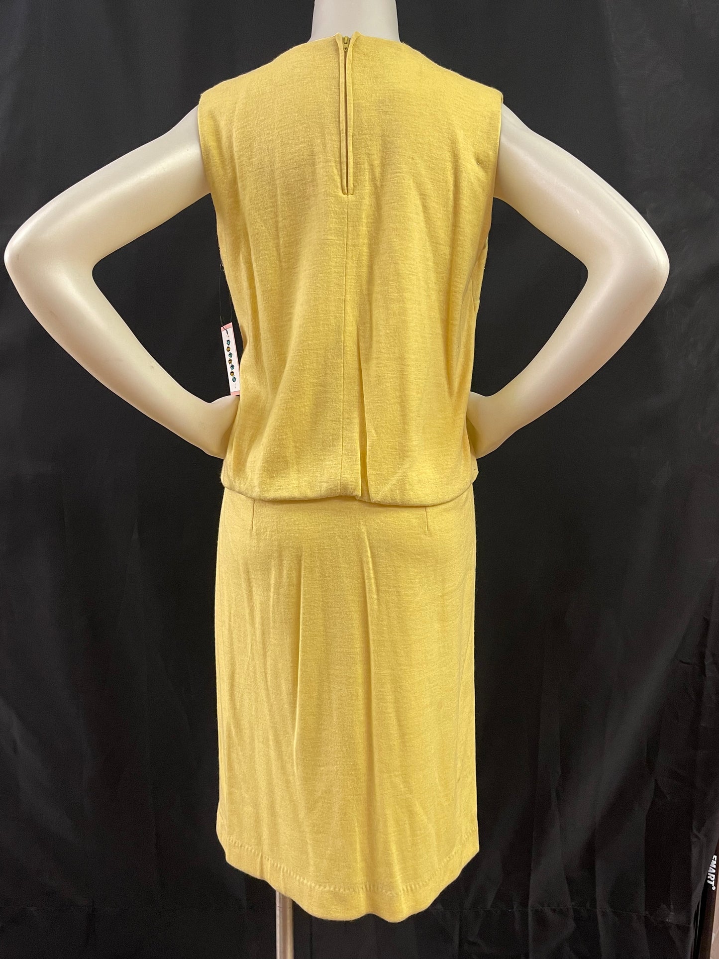 60s drop waist yellow dress