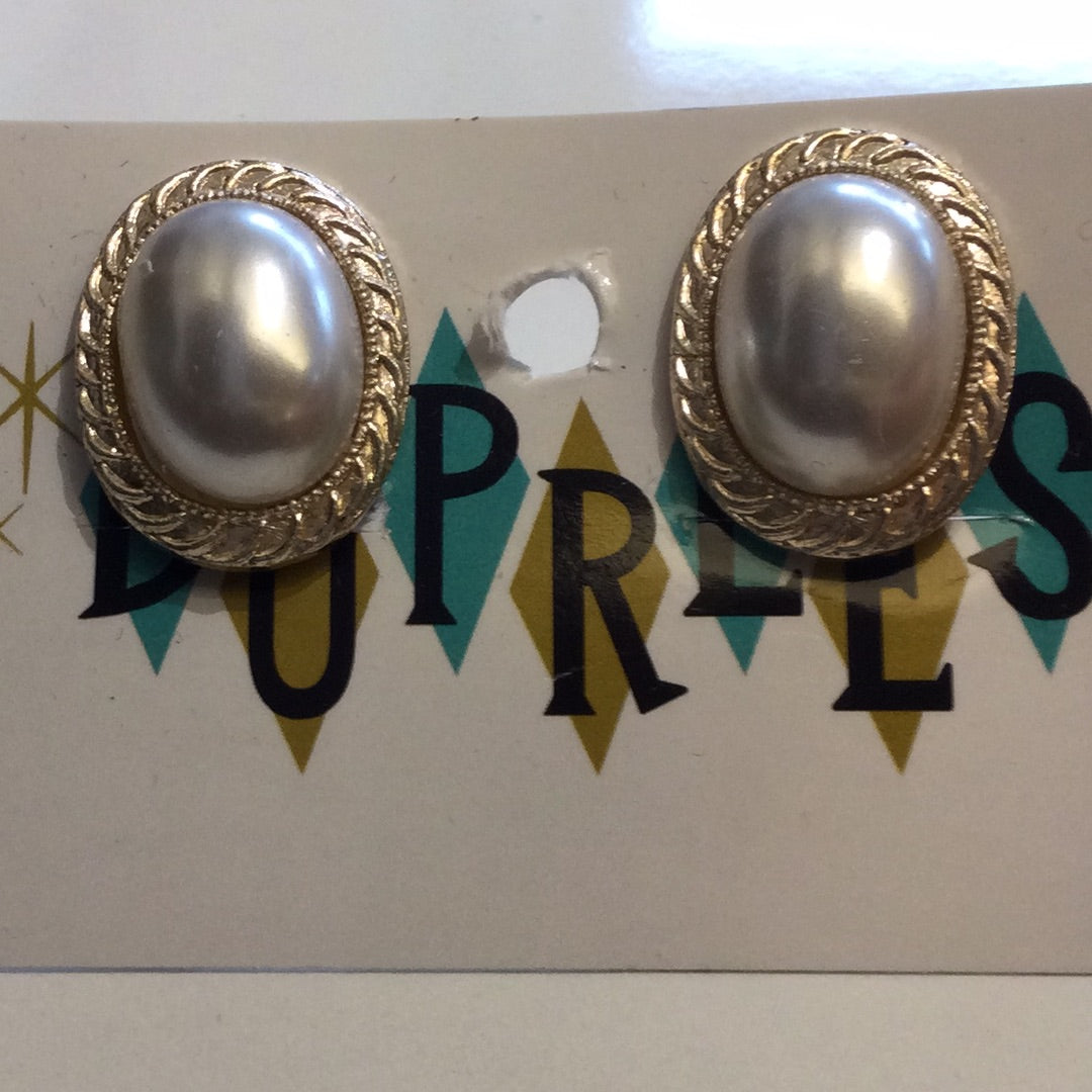 White Faux Pearl Clip On Earring