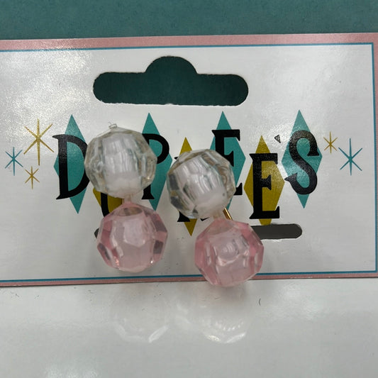 Pink and clear ball clip on