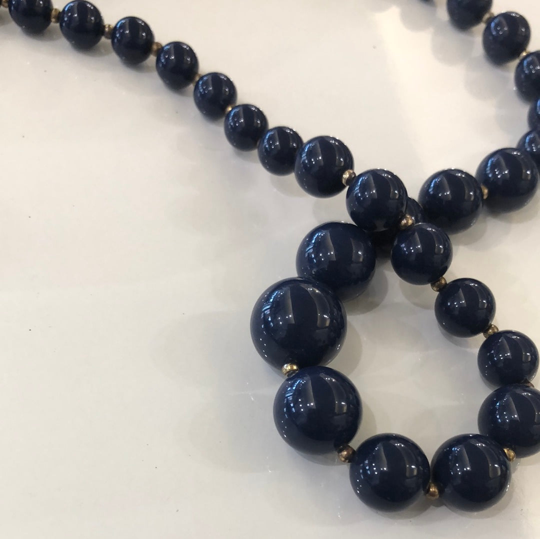 Navy Blue Graduated Bead Necklace