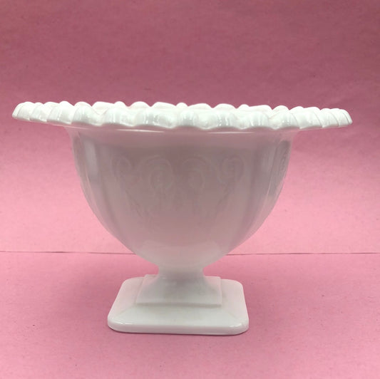 White Milk Glass Pedestal Bowl