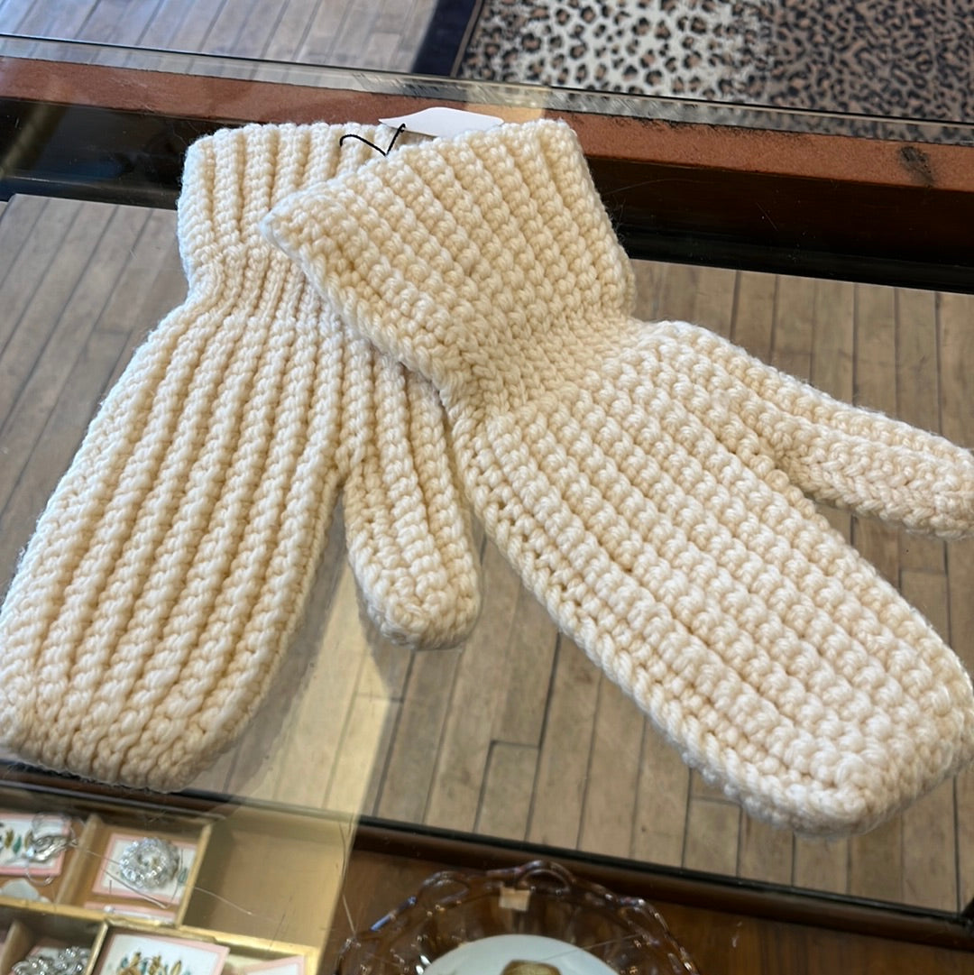 Ivory Hand Knit Mittens