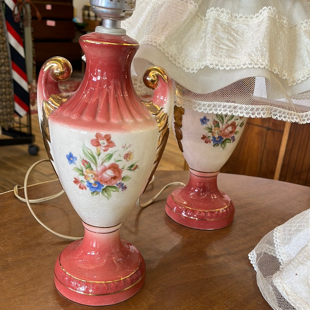 Ceramic Floral Lamp Set