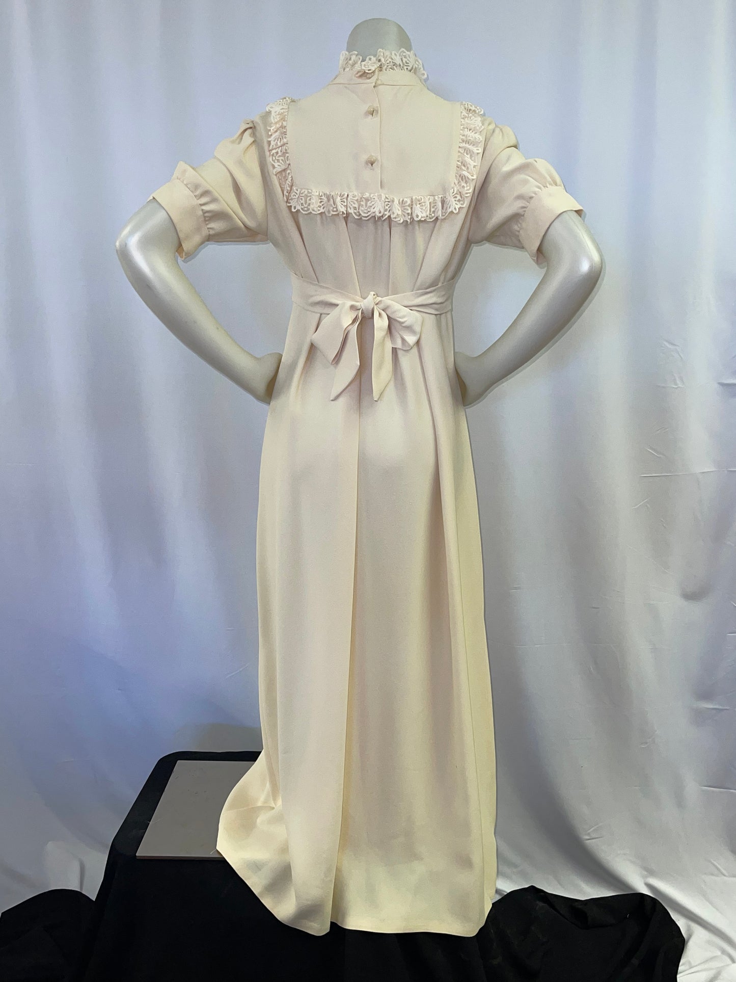 70s Beige Polyester Full Length Dress