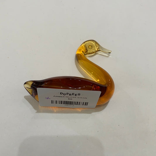 Amber Glass Swan Figurine