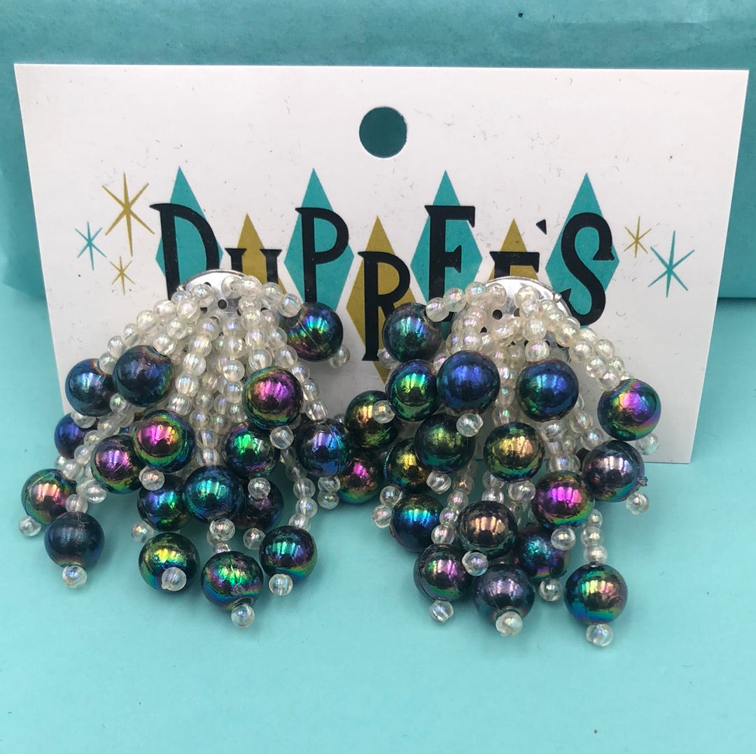 Iridescent Bead explosion clip on earring
