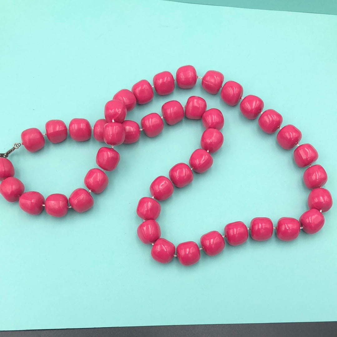 Hot pink bead necklace