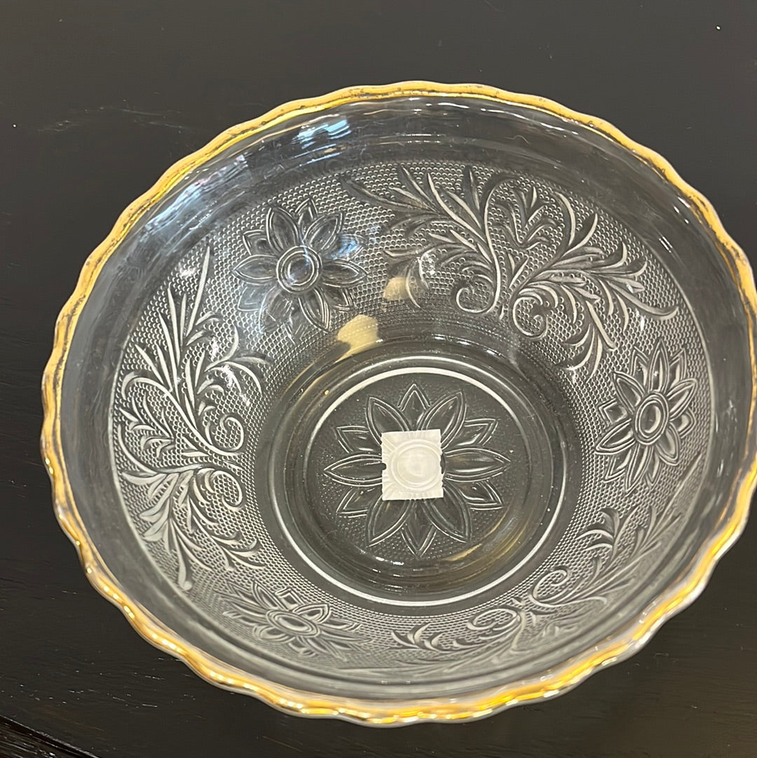 Clear Patterned Glass Bowl