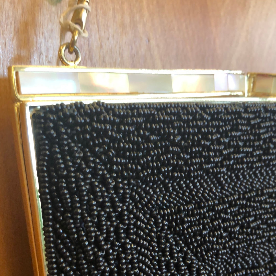 Black Square Beaded Evening Purse