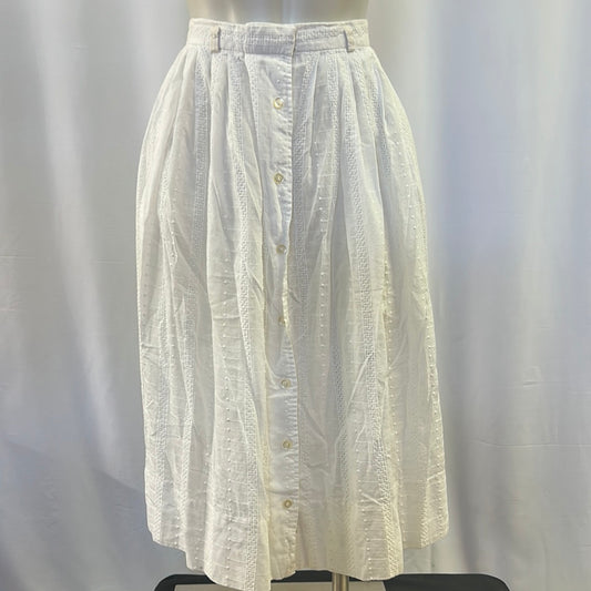70s White Embroidered Skirt