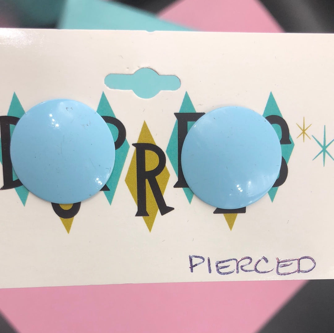 Pastel Blue round pieced earring