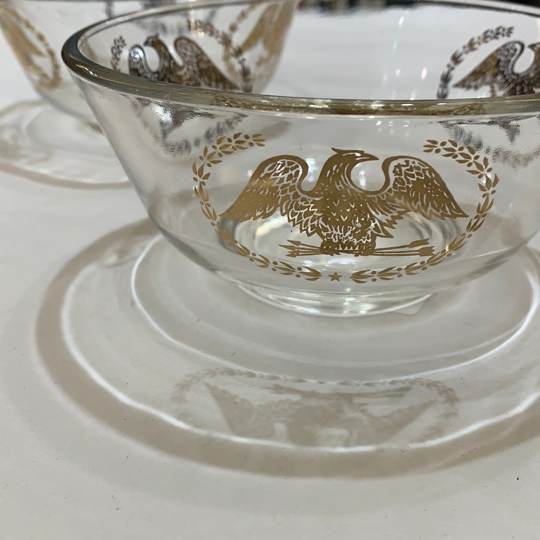 Set of 2 Glass Eagle Bowls