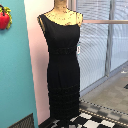 Black Shiny Fringe Dress