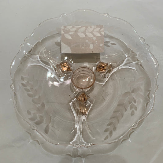 Pink Depression Glass footed plate