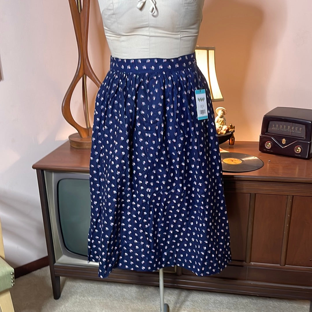 Navy Blue Floral Skirt