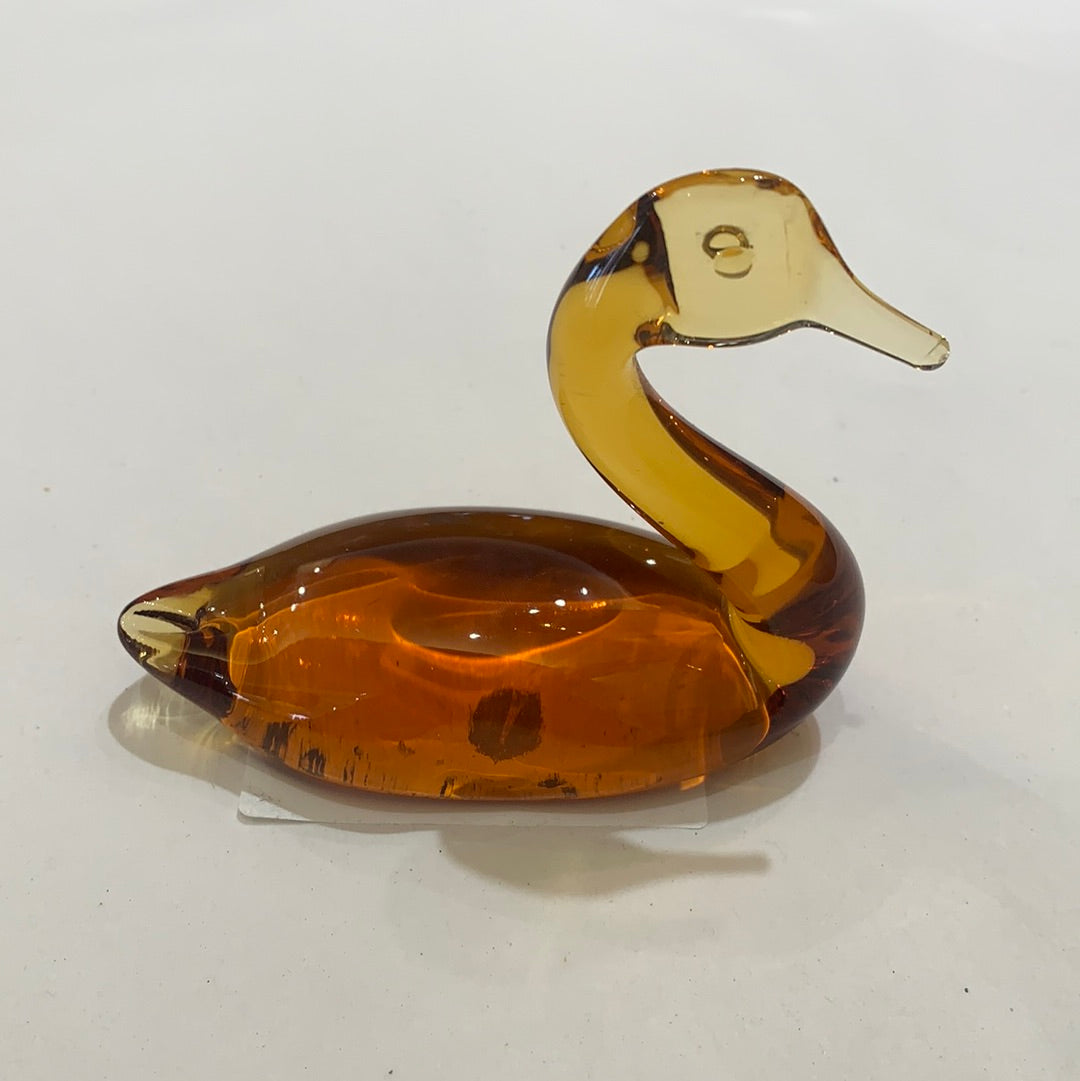 Amber Glass Swan Figurine