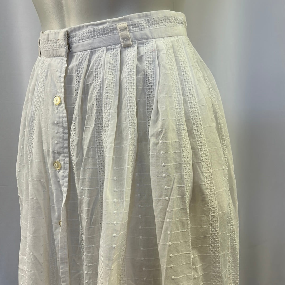 70s White Embroidered Skirt