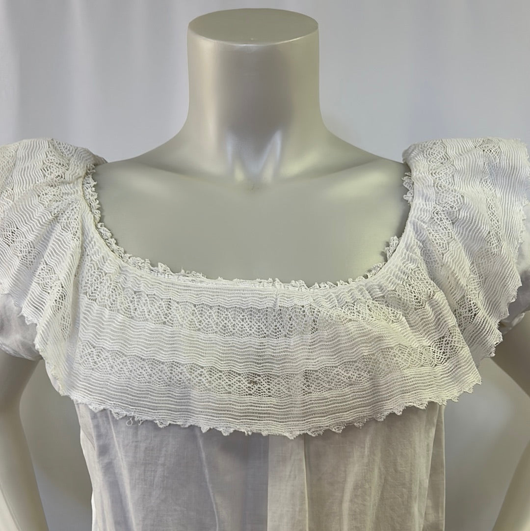 70s Ruffled White Peasant Top