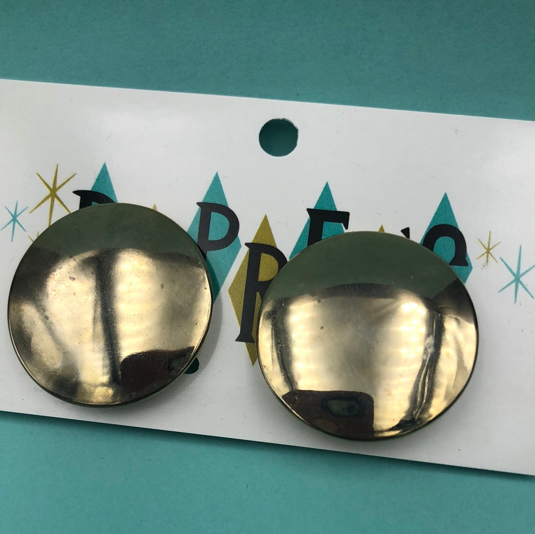 Gold disc clip on earrings