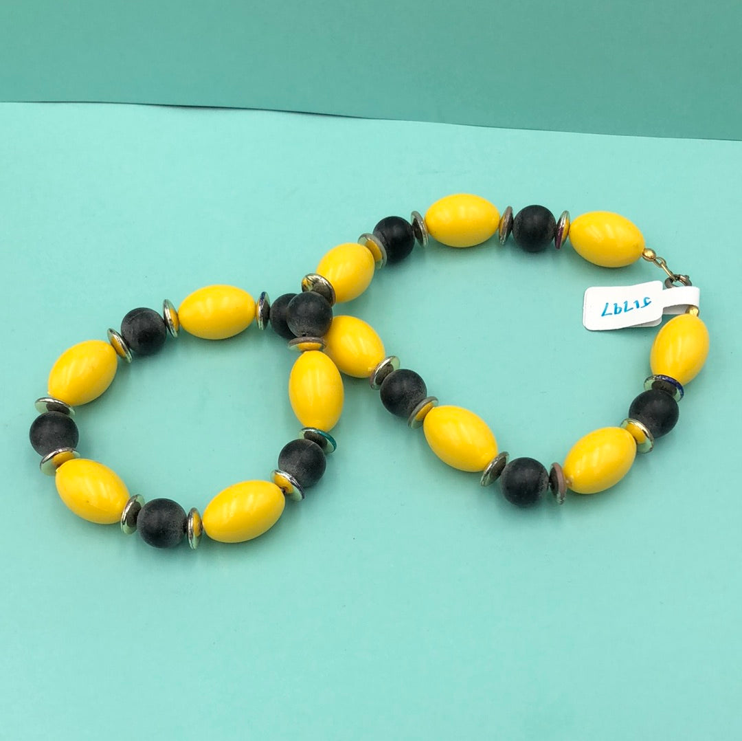 Yellow and Black bead necklace