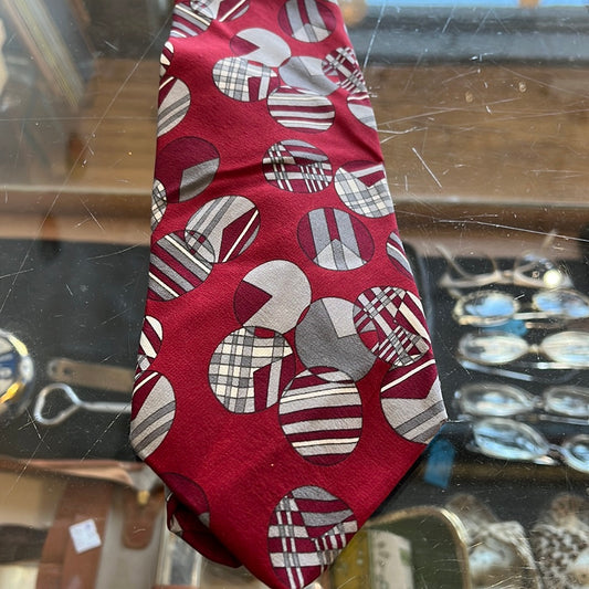 Red and Grey tie with Round graphics