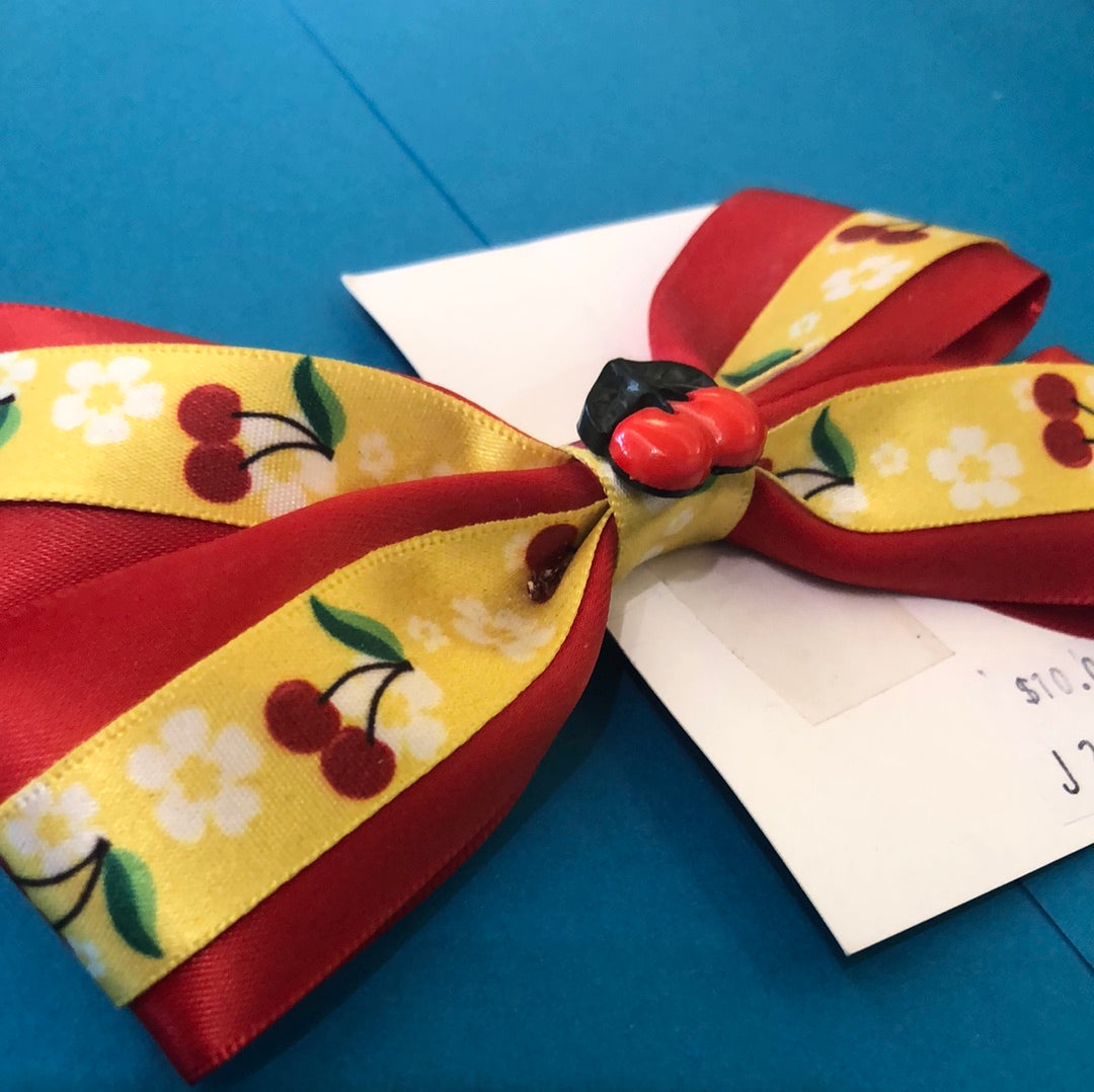 Red and Yellow Cherry Hair bow