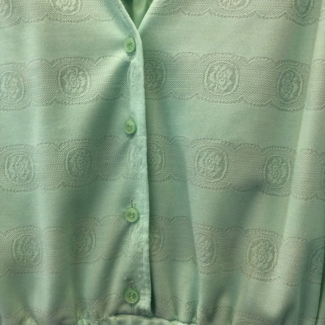 70s Mint green Knit Button Up Dress