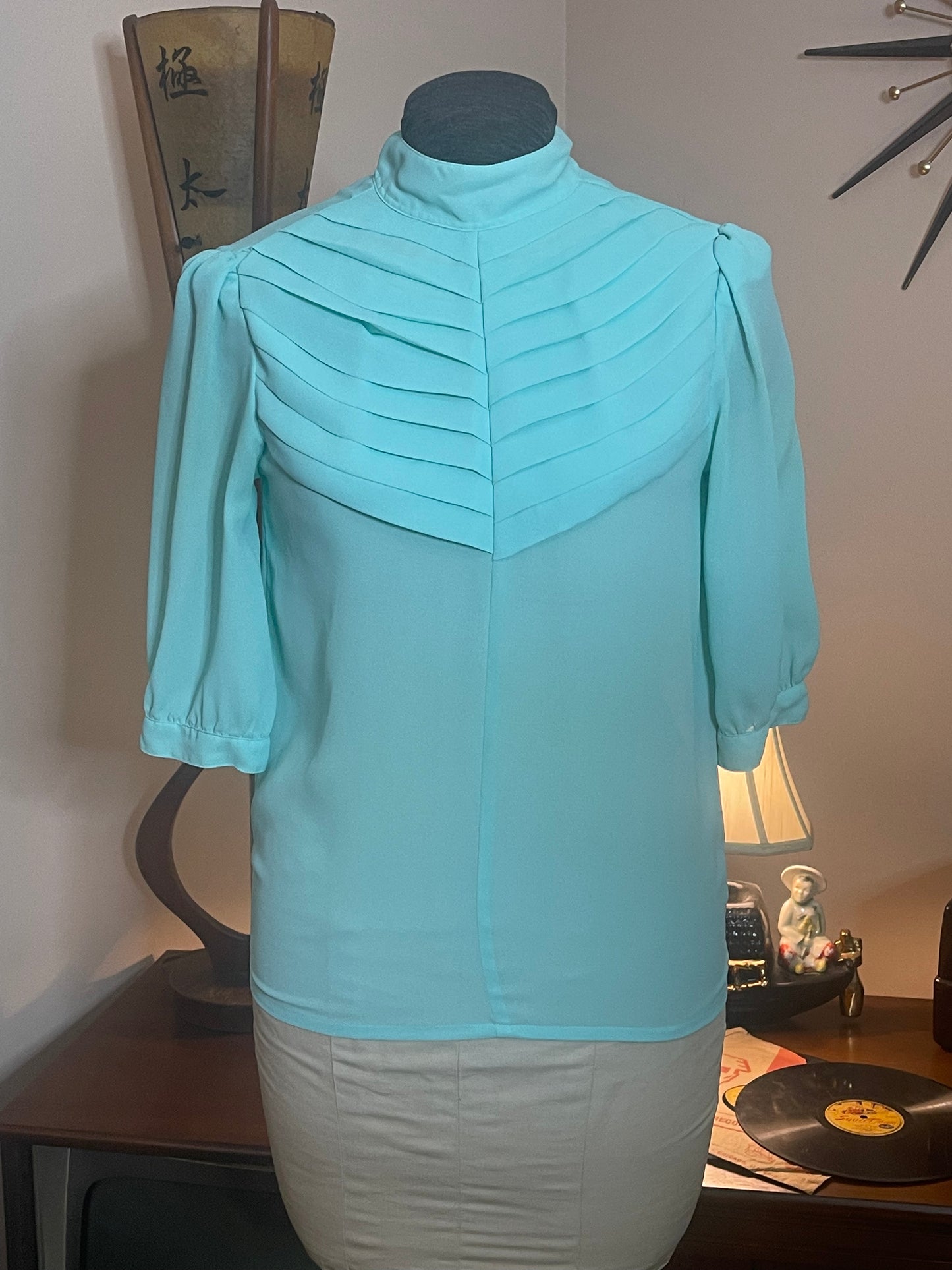 80s Aqua Blouse