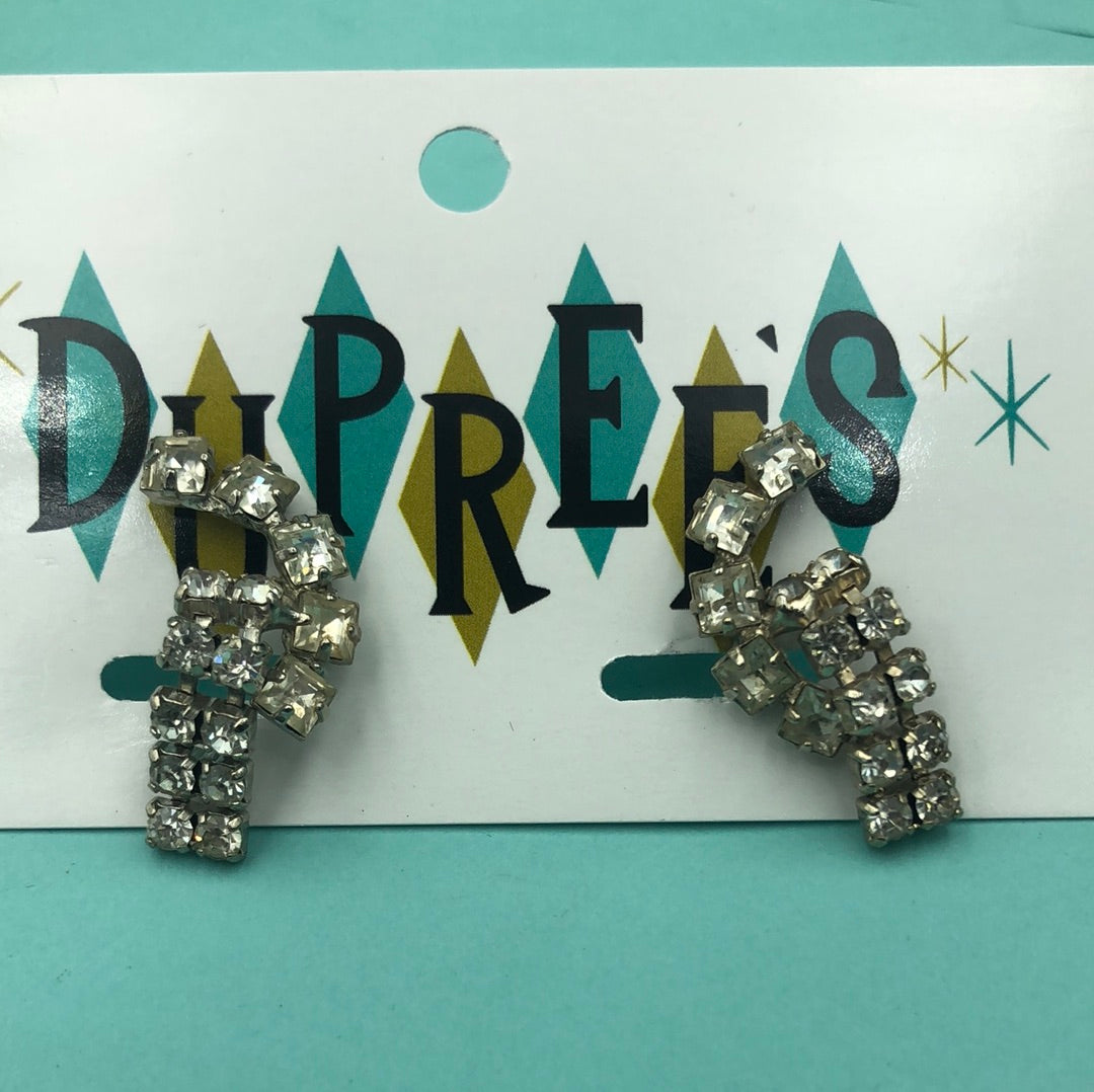 Clear crystal dangle clip on earrings