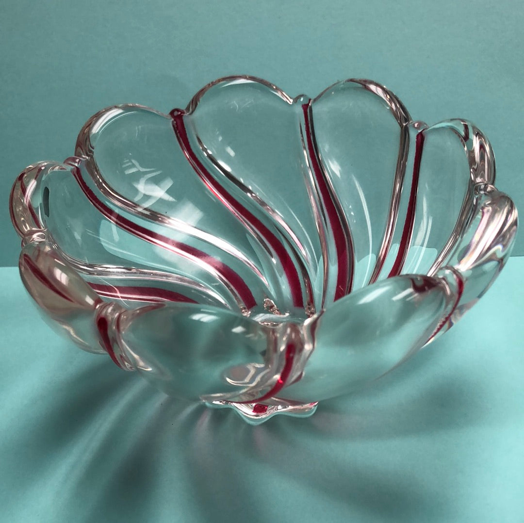 Mikasa Peppermint Red Swirl Candy Dish